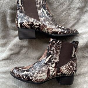 Alex Marie Women’s Snake-Print Ankle Boots in Brown